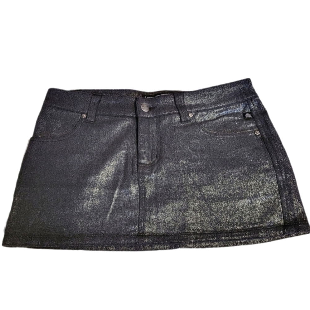 TRIPP NYC Vintage Y2K Dark Grey Silver Sparkle Mini Skirt M Hot Topic Goth
